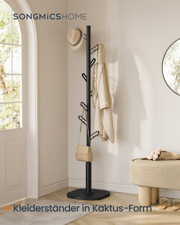 Frakkestativ, SONGMICS HOME, 40x40x175.3 cm, Sort