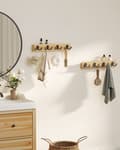 Miniatyrbillede 4 af 6: Væg-garderobe, Væg-reol, SONGMICS, 4 Dobbeltkroge, 40x7 cm, Naturbeige.