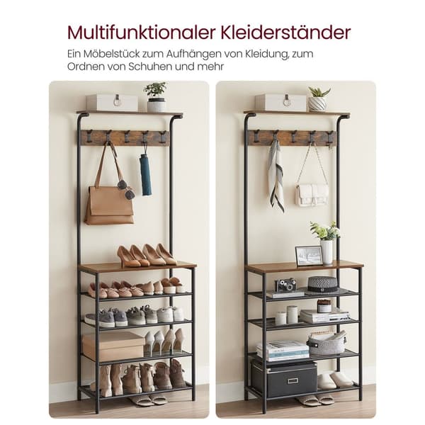 Vaatenaulakko, VASAGLE, 31,5 x 68 x 183,5 cm, Vintage ruskea-musta.