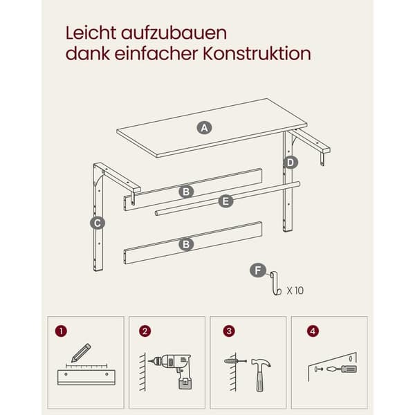 Væg-garderobe, VASAGLE, 80x30 cm, Brun