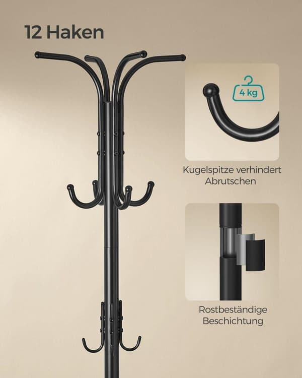 Garderobestativ, SONGMICS, 40x40x175 cm, Sort