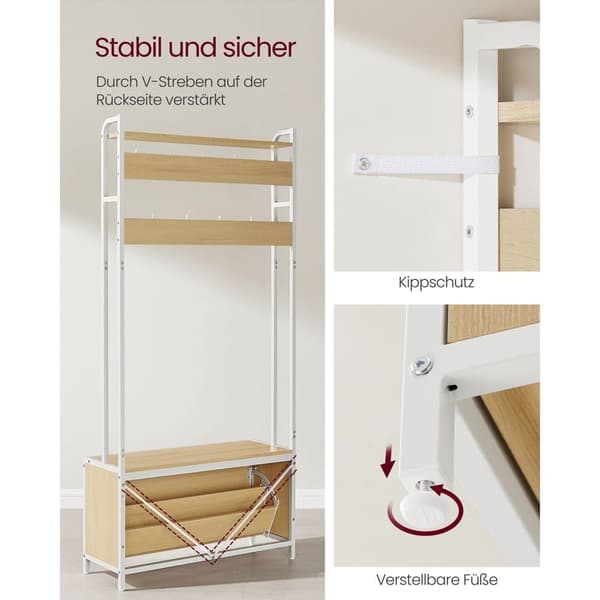 Garderobestativ, HSR405B01, 30x85 cm, Eg-Hvid