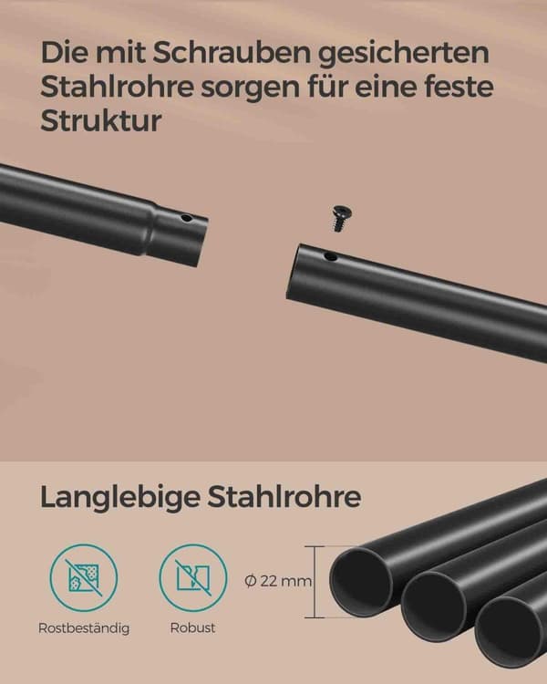 Tøjstativ, SONGMICS, 98.5x160.3 cm, Sort