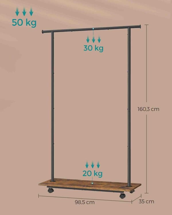 Tøjstativ, SONGMICS, 98.5x160.3 cm, Sort
