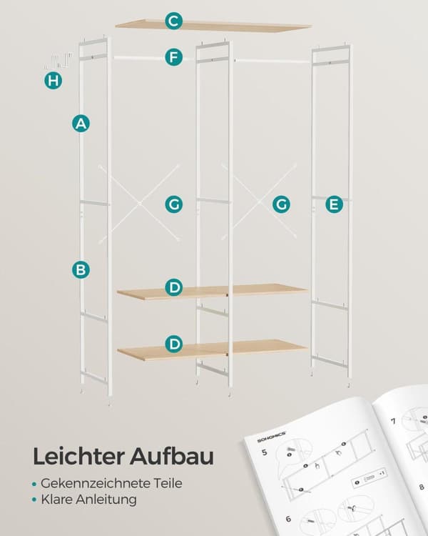 Vaateripustin, SONGMICS, 94.5x40 cm, Beige