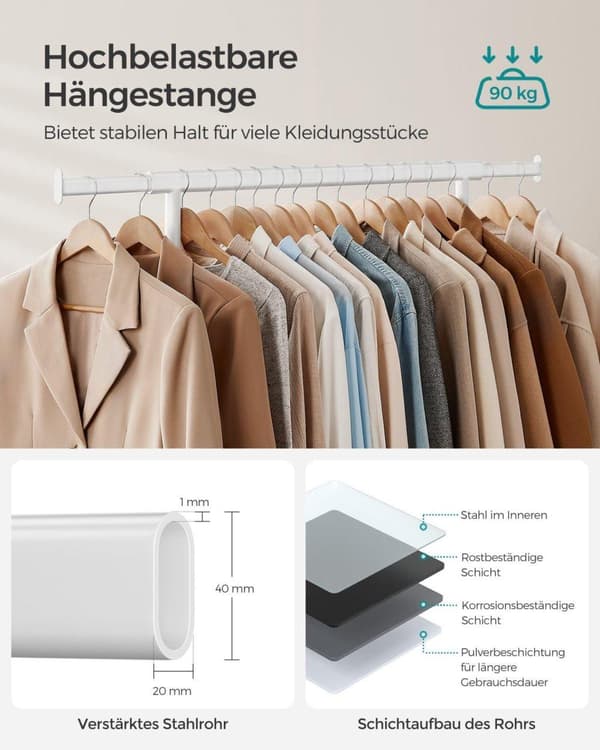 Vaaterekki, SONGMICS, Klassinen valkoinen