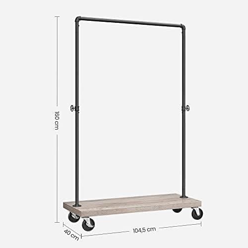 Tøjstativ, VASAGLE HSR65BXV1, 104.5x40x160 cm, Greige-Sort