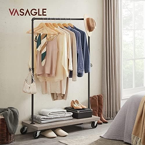 Tøjstativ, VASAGLE HSR65BXV1, 104.5x40x160 cm, Greige-Sort