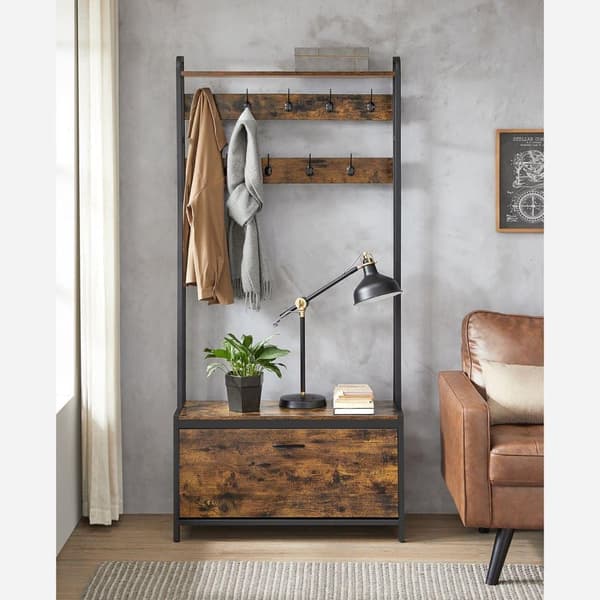 Garderobsställ, VASAGLE, 30x85x180 cm, Brun-Svart