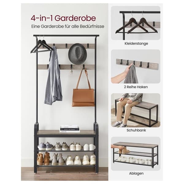 Garderobestativ, VASAGLE, 32x70x175 cm, Eg-Hvid