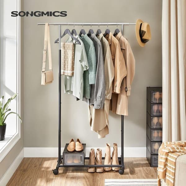 Vaateripustin, SONGMICS, 83-120x40x160 cm, Hopea-Musta