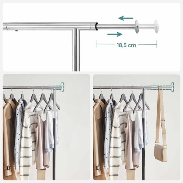 Vaateripustin, SONGMICS, 83-120x40x160 cm, Hopea-Musta