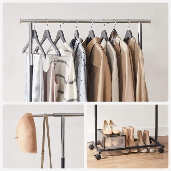 Vaateripustin, SONGMICS, 83-120x40x160 cm, Hopea-Musta