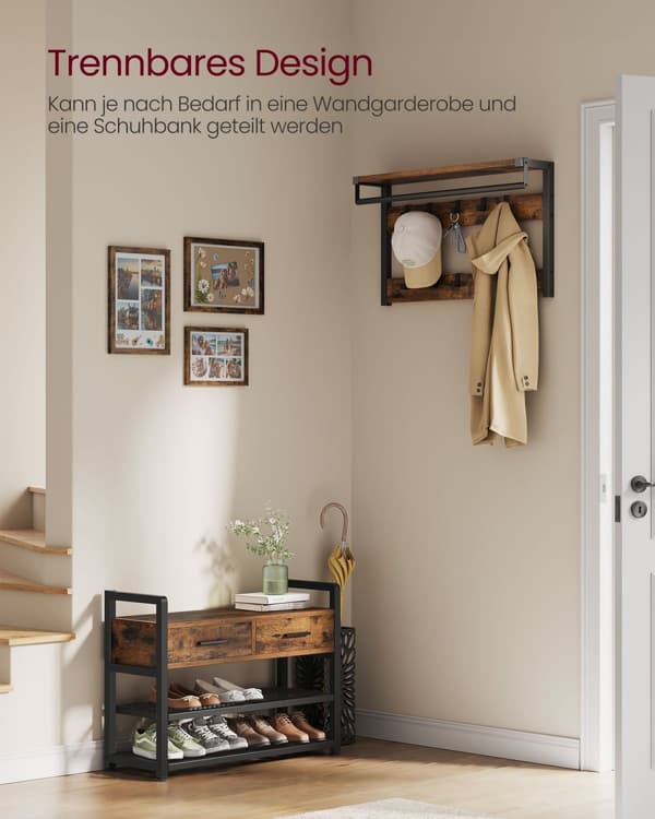 Garderobsställning, VASAGLE, 30x80,4x181,6 cm, Vintagebrun.