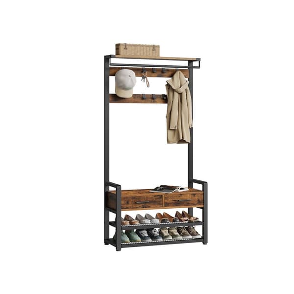 Garderobsställning, VASAGLE, 30x80,4x181,6 cm, Vintagebrun.