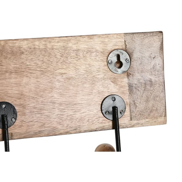 Vegghengt klehenger Home ESPRIT Hvit Svart Naturell Metall Treverk av mangotre Buddha 38 x 5 x 16 cm
