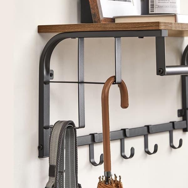 Vægknagerække med hylde, VASAGLE LCR102B01, 30x66x27 cm, Sort