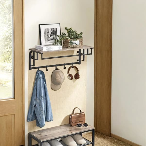 Vägghattställ med hylla, VASAGLE LCR102B01, 30x66x27 cm, Svart