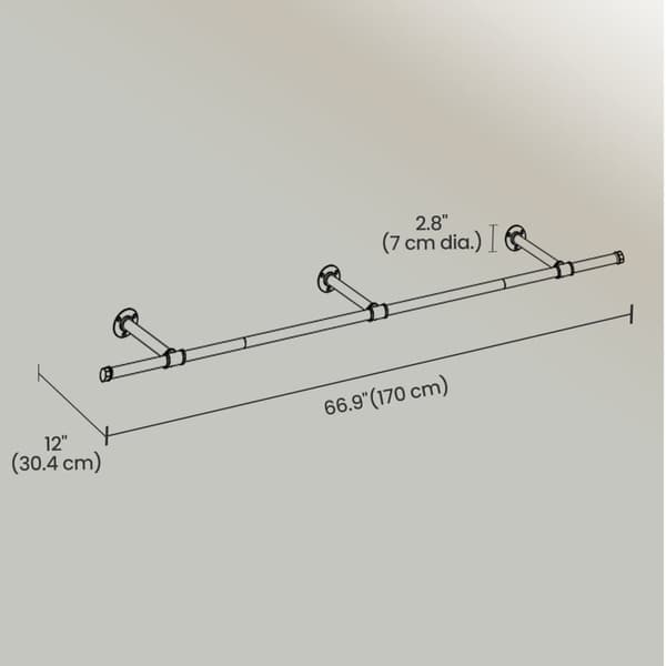 Vägghängd klädstång, SONGMICS HSR104B01, 30.4x170x7 cm, Svart