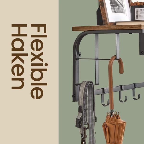 Vægknagerække med hylde, VASAGLE LCR012B02, 30x66x27 cm, Sort