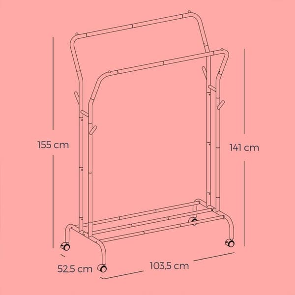 Klädhängare, SONGMICS HSR107B01, 52,5x103,5x155 cm, Svart