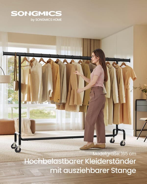 Klädställning, SONGMICS HSR176E01, 45x(160-200)x162.9 cm, Mattsvart