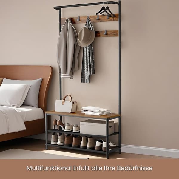 Vaateripustin, VASAGLE, 32,2x84x180 cm, Tummanruskea