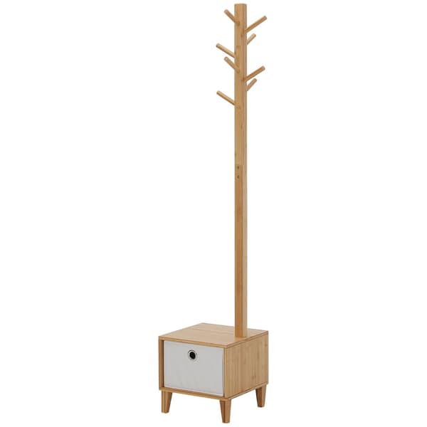 Rootz Scandinavian Storage møbler med skuffe - tøjstativ - bænk - solid bambus - polyester - 35b x 35t x 177H cm