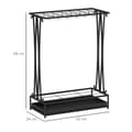 Miniatyrbillede 3 af 10: Rootz paraply stand - paraplyholder - Rainwater Collector - 24 Hooks & 21 åbninger - Holdbart ståldesign - 50x24x68 cm