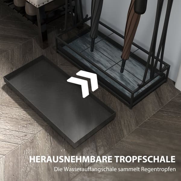 Rootz paraply stand - paraplyholder - Rainwater Collector - 24 Hooks & 21 åbninger - Holdbart ståldesign - 50x24x68 cm