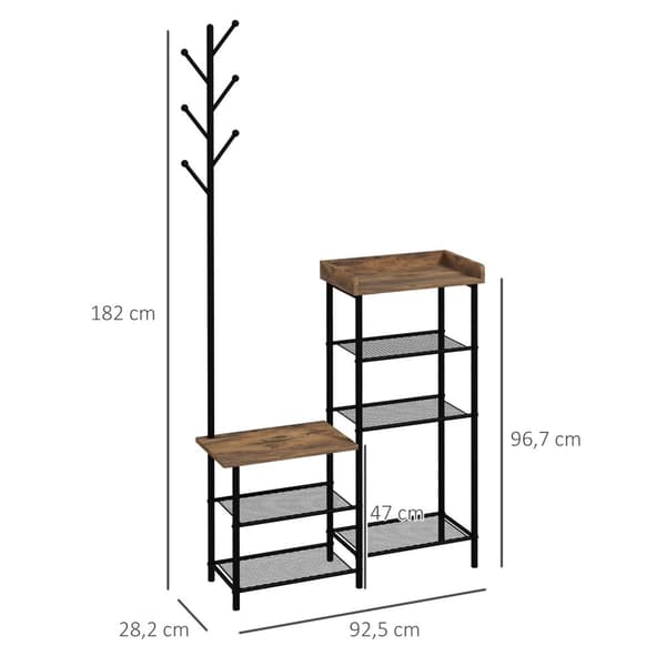 Rootz Garderobe Stand - Indgangsmøbler - Industriel design - Alsidig og stabil - 92,5 x 28,2 x 182 cm