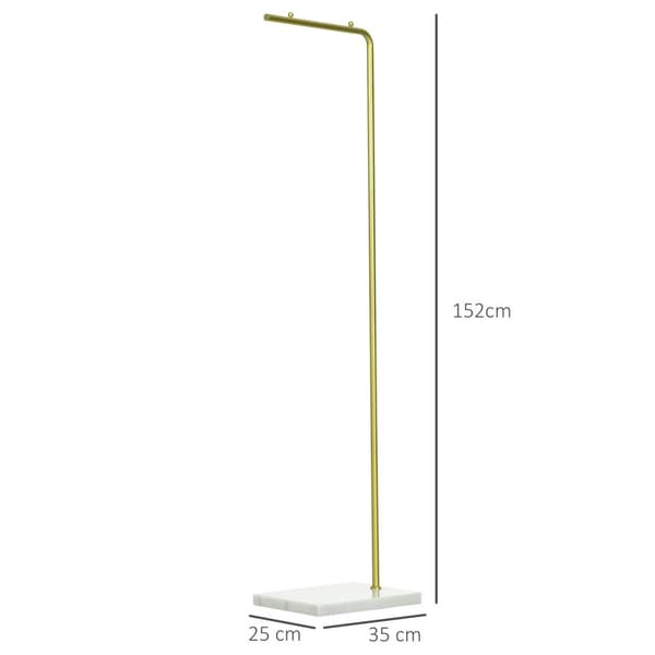 Rootz Garderobe Stand Clothes Rack - Klädarrangör - Metal Frame Coat Rack - Marmor Basstabilitet - 35 cm x 25 cm x 152 cm Guld & vit