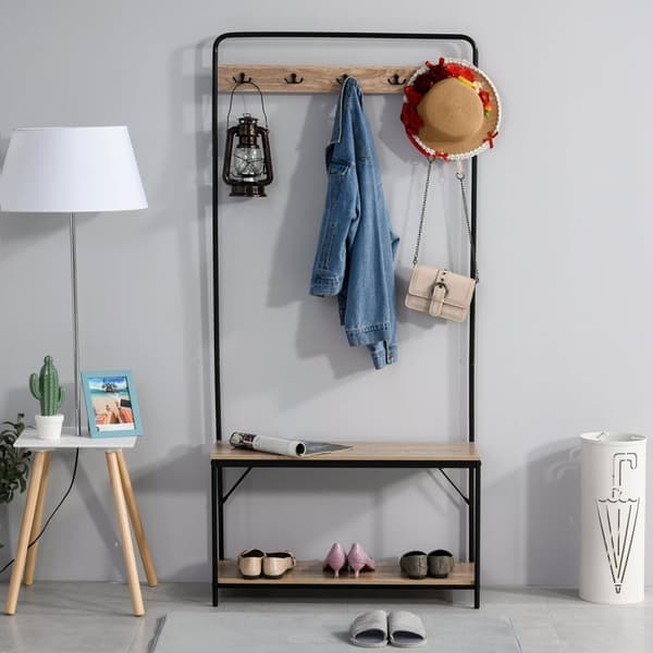 Rootz Garderobe med skoopbevaring - Industriel stilskab - Brun hylde - Alsidig opbevaring - 80b x 30t x 170H cm