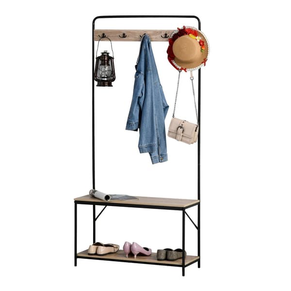 Rootz Garderobe med skoopbevaring - Industriel stilskab - Brun hylde - Alsidig opbevaring - 80b x 30t x 170H cm