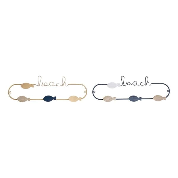 Vegghengt klehenger DKD Home Decor Beach Metall Tre MDF (2 pcs)