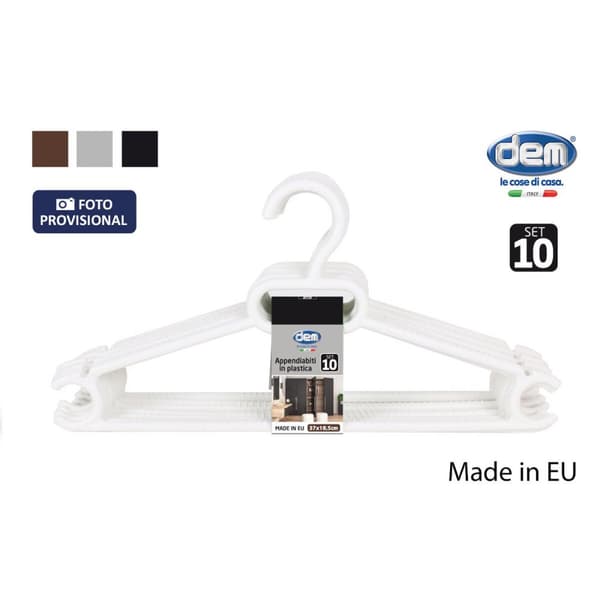 Sett med kleshengere Dem Colores Plast 0,5 x 37 x 18,5 cm 10 Deler (12 enheter)