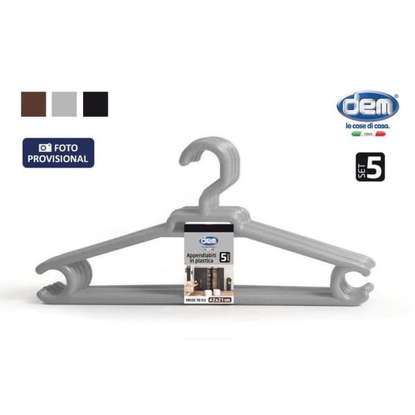 Sett med kleshengere Dem Colores Plast 42 x 20 cm 5 Deler (12 enheter)
