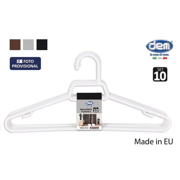Sett med kleshengere Dem Colores Plast 38 x 17,5 x 0,5 cm 10 Deler (12 enheter)