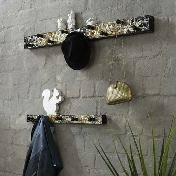 Väggkrok - Paris Pris - 5 krokar - 75cm - Svart &amp; Guld - Modern design Metall