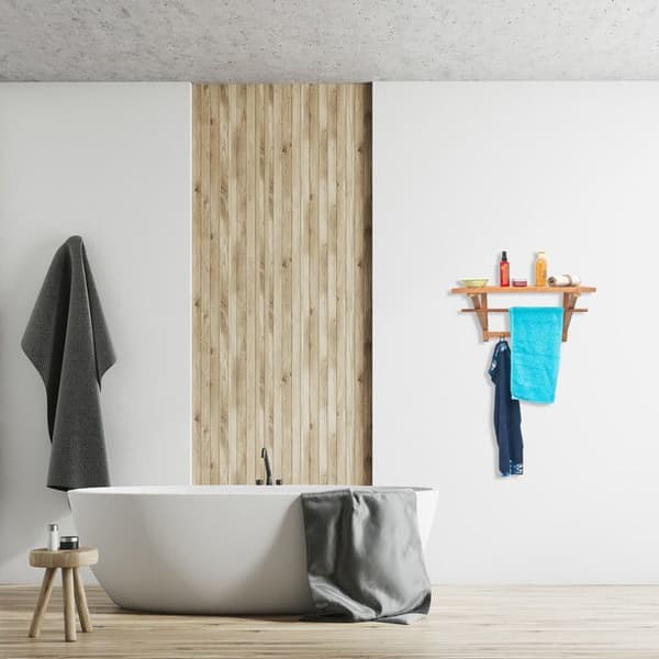 Relaxdays Väggmonterad klädhängare Bambu 60 x 30 x 35 cm