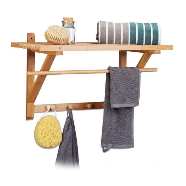 Relaxdays Väggmonterad klädhängare Bambu 60 x 30 x 35 cm