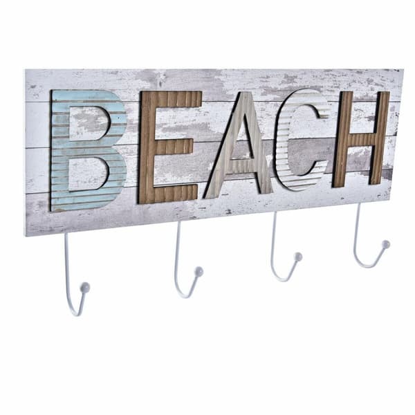 Väggmonterad rockhängare DKD Home Decor Trä Metall Strand 45 x 5 x 23 cm (2 antal)