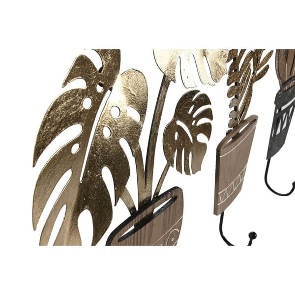 Knagerække til væggen Home ESPRIT Natur Metal Træ MDF 16 x 4 x 30 cm (4 enheder)