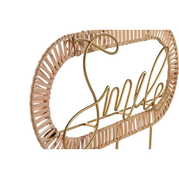 Knagerække til væggen Home ESPRIT Gylden Natur Metal Spanskrør 40 x 6,4 x 28,6 cm (2 enheder)