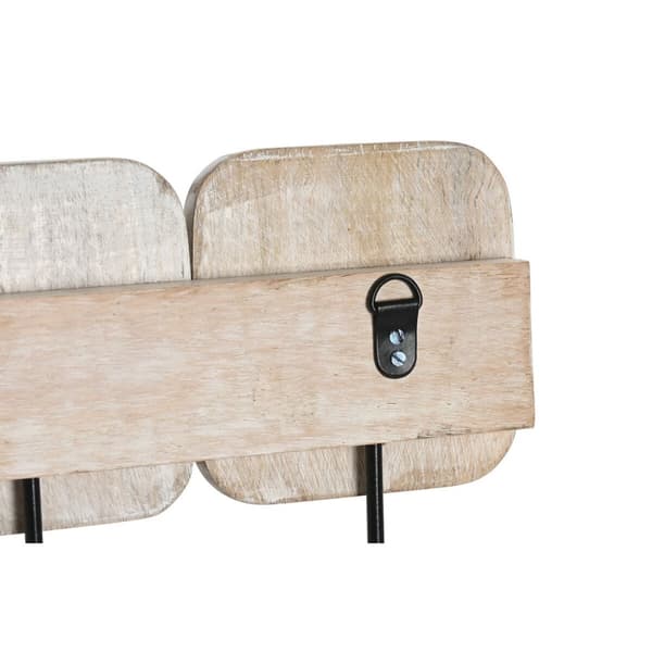 Vegghengt klehenger Home ESPRIT Hvit Svart Jern Treverk av mangotre Urban 41 x 7 x 17 cm