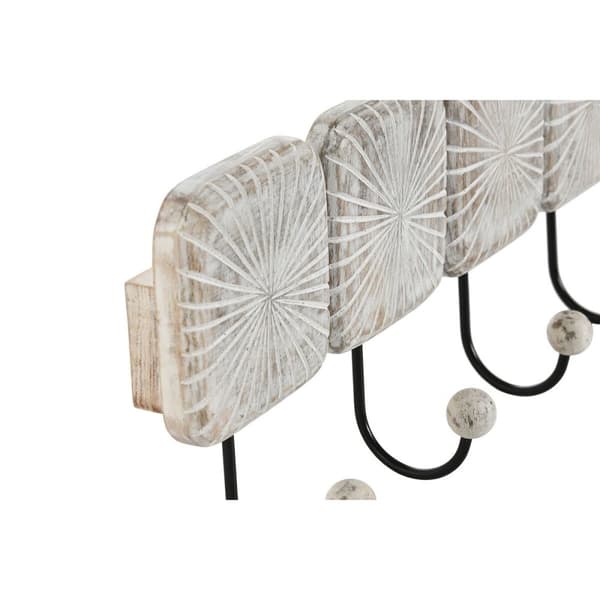 Vegghengt klehenger Home ESPRIT Hvit Svart Jern Treverk av mangotre Urban 41 x 7 x 17 cm