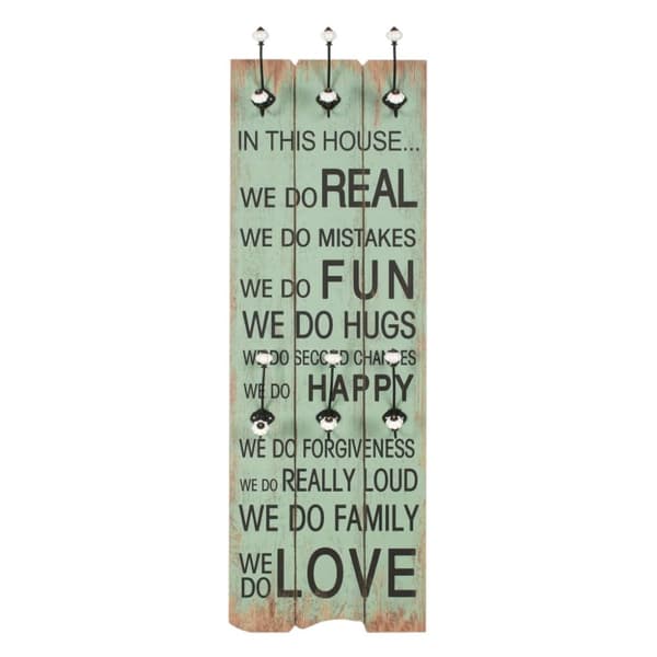 Väggmonterad klädhängare med 6 krokar HAPPY LOVE 120x40 cm