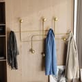 Miniatyrbild 3 av 5: Porte manteaux mural 9 patères en métal doré H64 cm - SAMARA