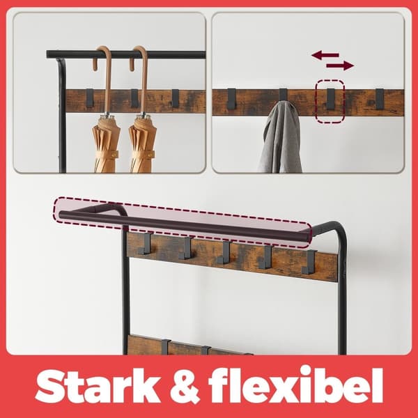 Rootz garderobsstativ - garderobstativ - skobänk - hållbar järnram - 72 cm x 183 cm x 33,7 cm