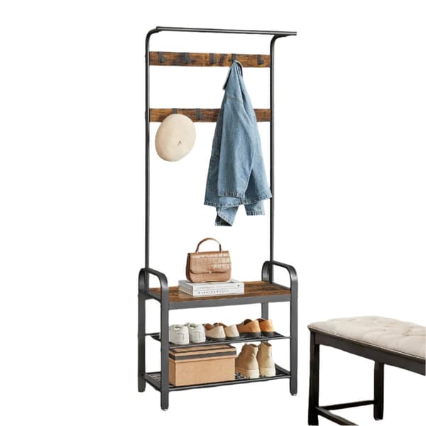 Rootz garderobsstativ - garderobstativ - skobänk - hållbar järnram - 72 cm x 183 cm x 33,7 cm
